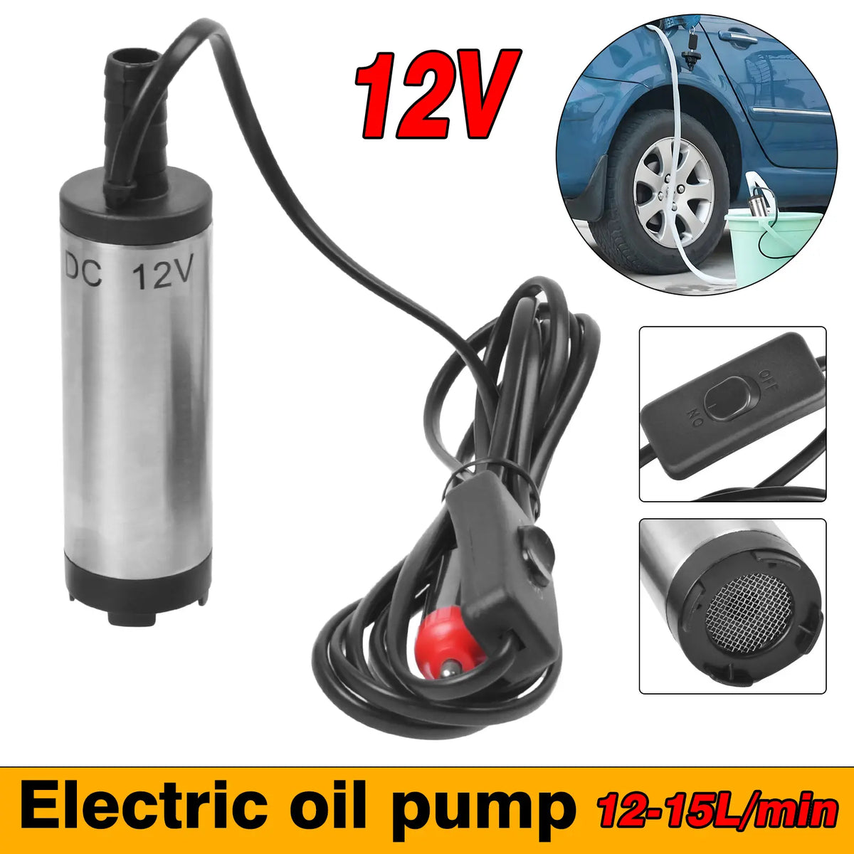 Auto 12V 12L/Min 38mm Edelstahl Tauchpumpe Wasserpumpe Diesel Öl Pumpe Transfer