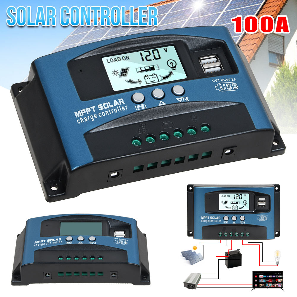 MPPT Solar Ladegerät Controller Panel Regler mit 2 USB Digital LCD