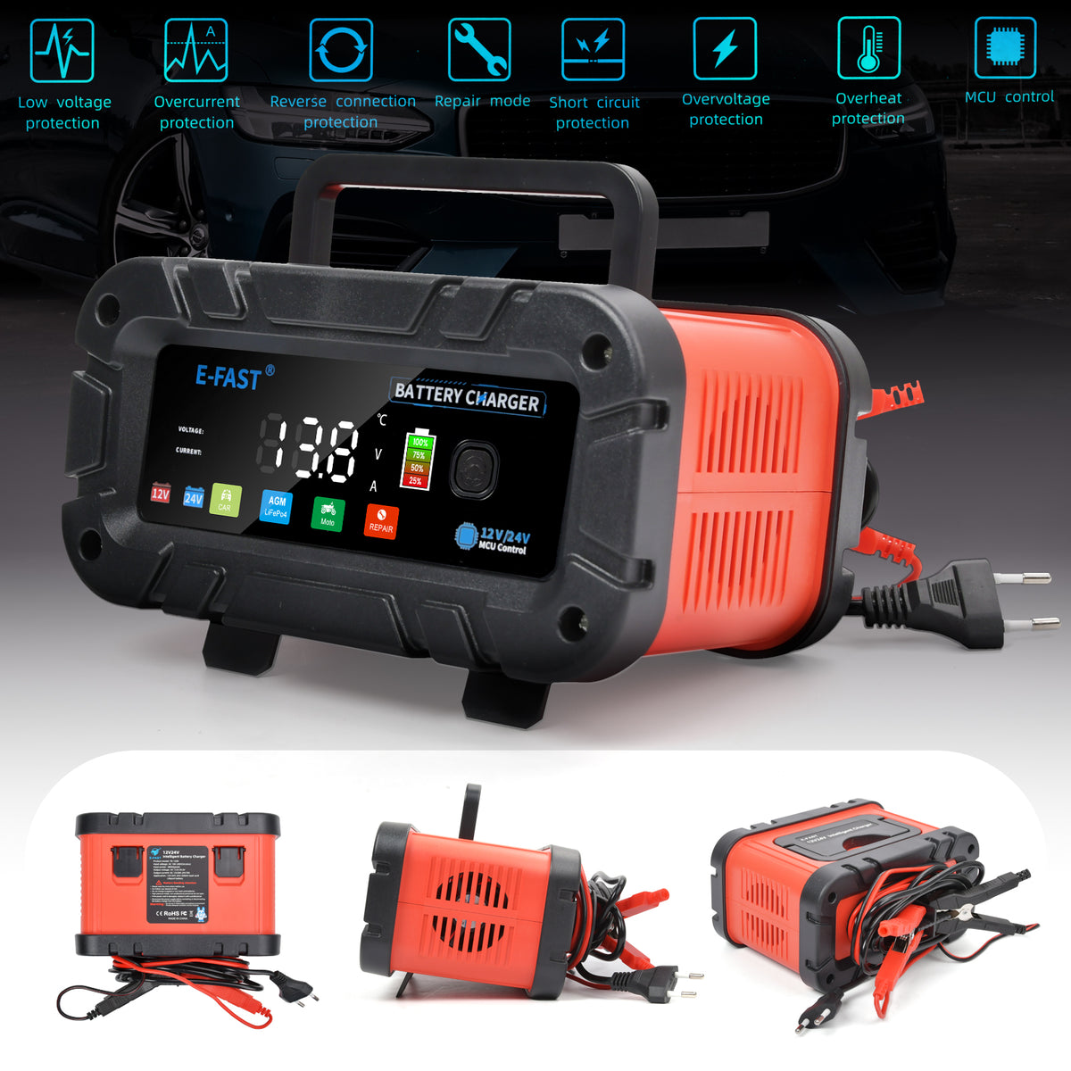 Autobatterie Ladegerät 24V 20A KFZ Auto AGM Ladegerät Batterie Starthilfe