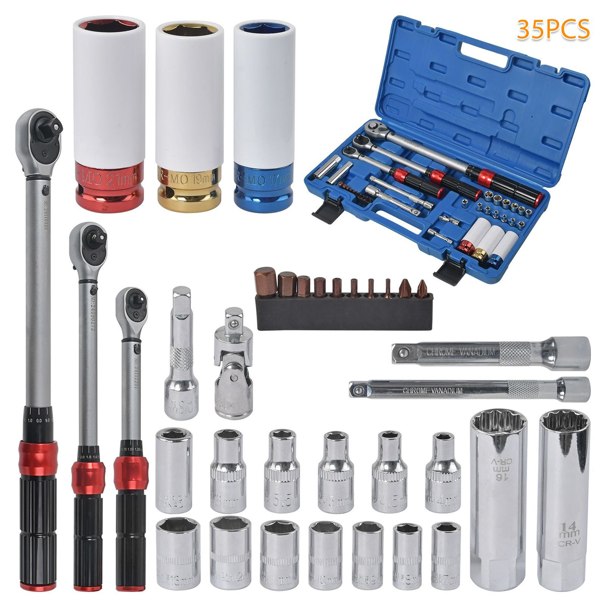 5-25Nm 10-60Nm 20-210Nm 35-tlg. 1/4" 3/8" 1/2" DREHMOMENTSCHLÜSSEL