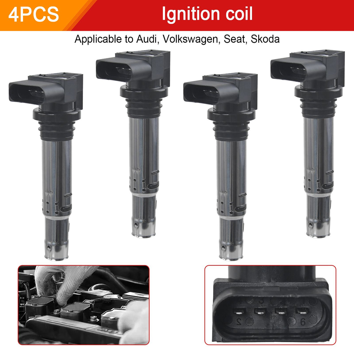 4X Zündspule für Audi A3 1.4 1.6 Seat Ibiza Skoda Fabia VW Golf 5 6