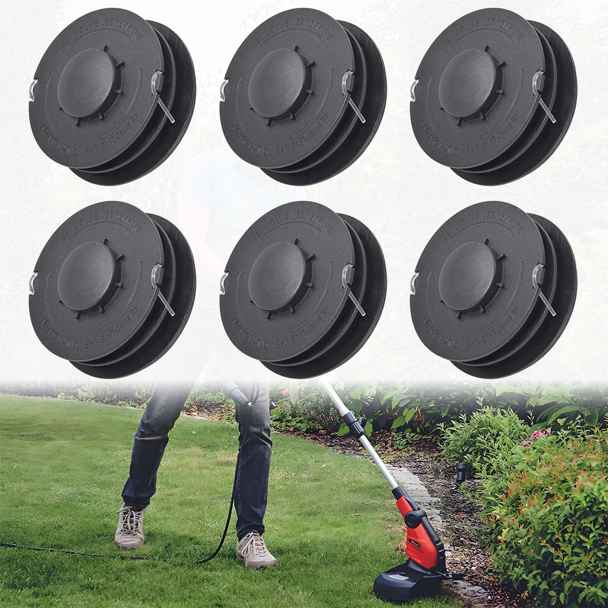 Spulen für Rasentrimmer Gardenline 6 x Ersatzfadenspule Trimmer Fadenspule