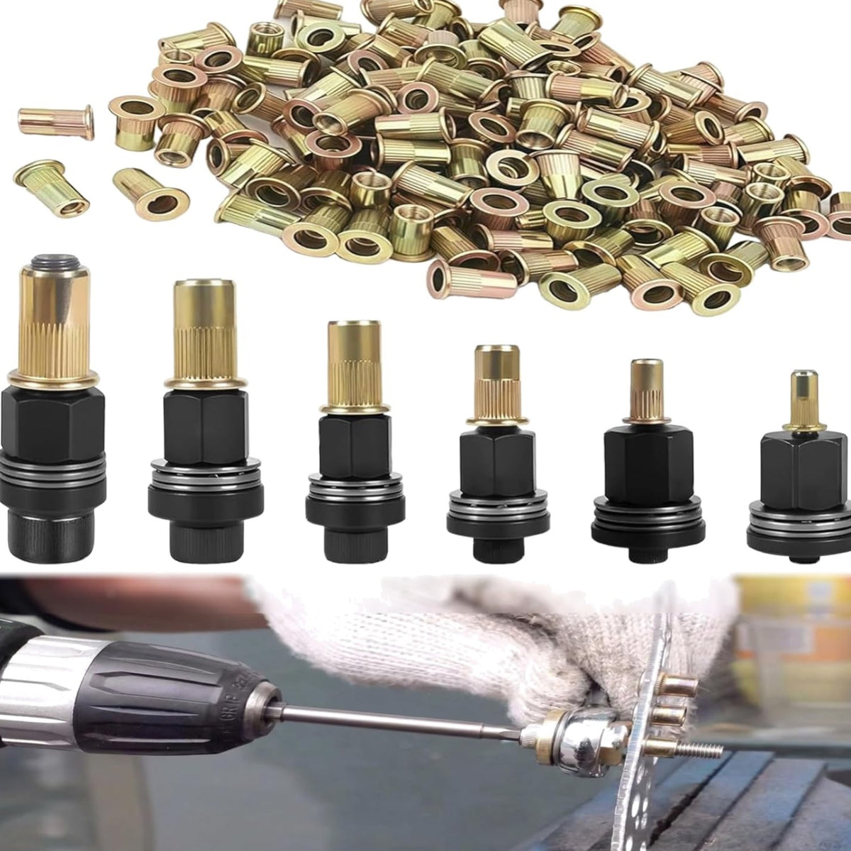 77x Nietmutternzange Set mit Muttern fĂĽr M3 M4 M5 M6 M8 M10