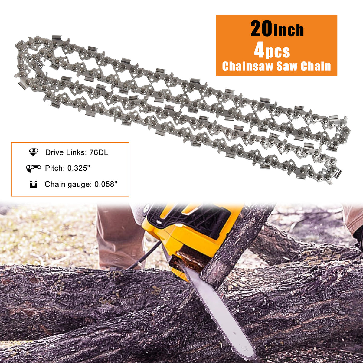 Sägekette 50cm 20 Zoll Motorsäge 325 1,5mm 76TG für Sägeketten