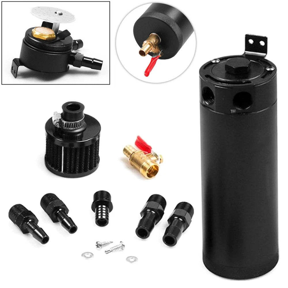 2-Port Compact Öl Catch Can Tank Aluminium Auffangbehälter