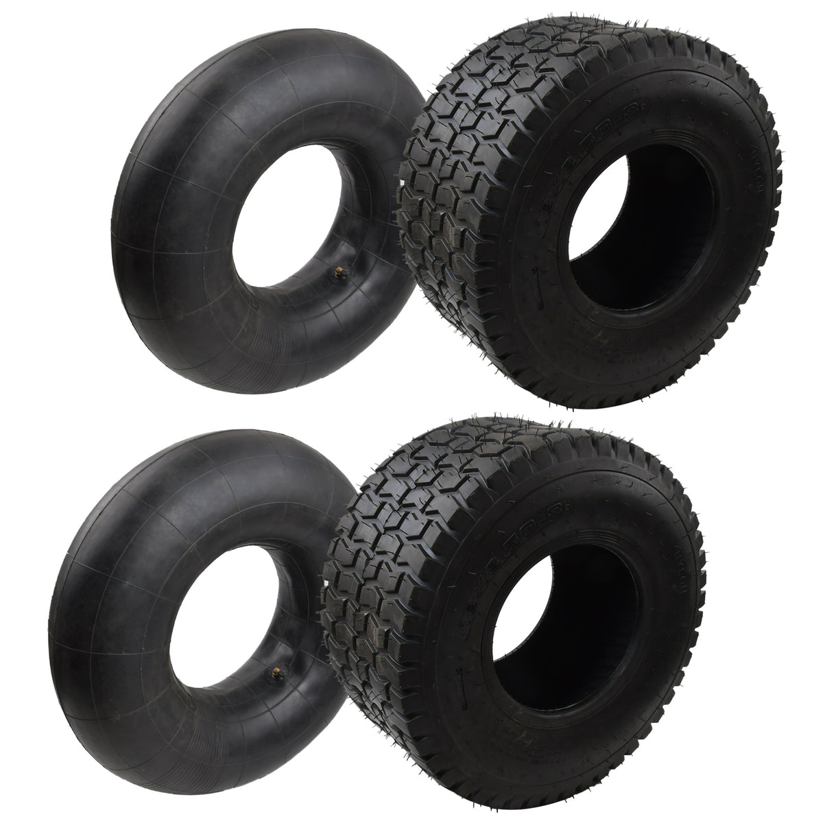 2xReifenmantel 2xSchlauch 18x8.5-8 Winkelventil Rasentraktor Aufsitzmäher