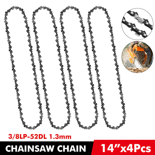 4x Sägekette 3/8"LP 52 Antriebsglieder 1,3mm 14" Ersatzkette Halbmeißel Kette