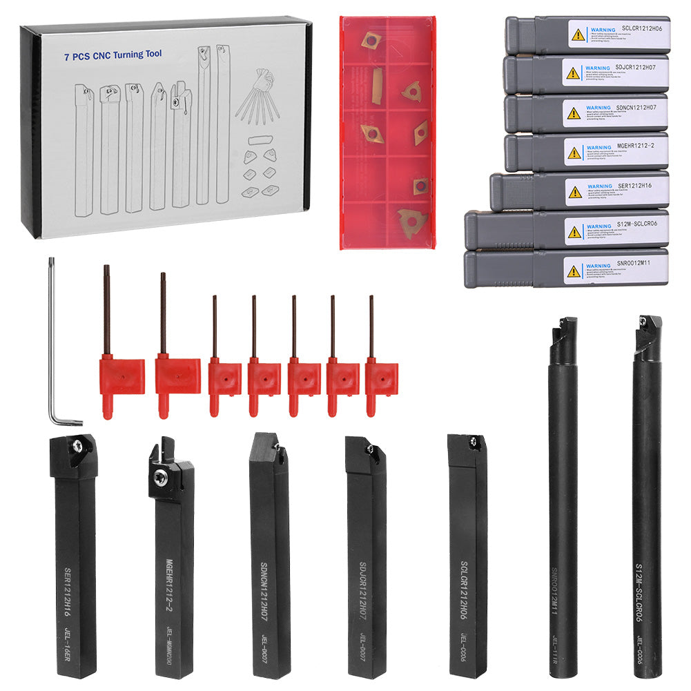 7X Drehmeißel Set 12mm Drehstahl Klemmhalter Bohrstange