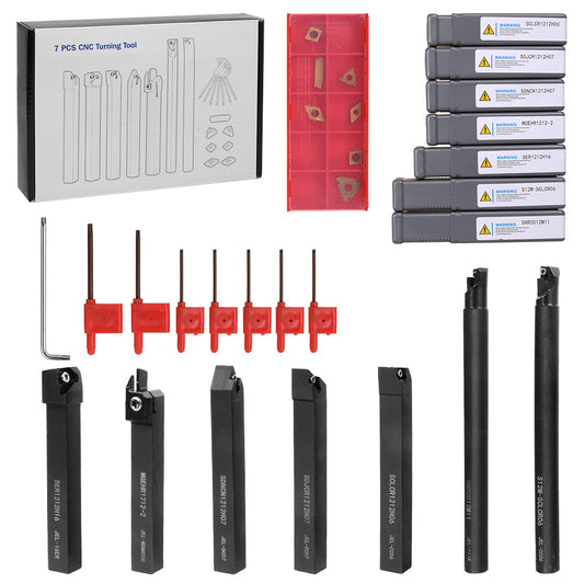 7X Drehmeißel Set 12mm Drehstahl Klemmhalter Bohrstange