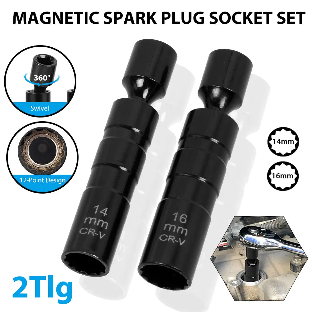 2x 3/8" Magnet Zündkerzenschlüssel 14/16mm Zündkerzen Glühkerzen