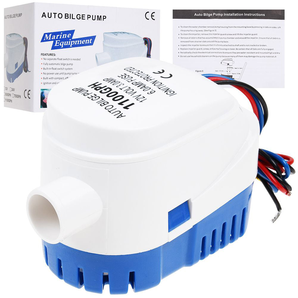 12V 1100GPH Lenzpumpe Bilgenpumpe Automatische Mit Schwimmerschalter