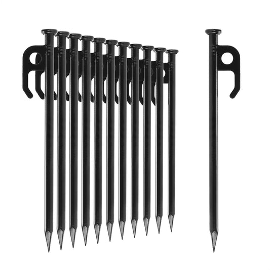 12x Zelt-Heringe aus Stahl - Lange und robuste Erdnägel