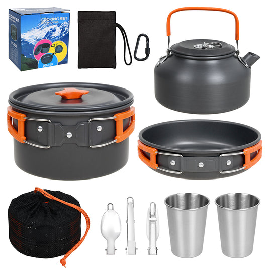 2-3 Person Camping Kochgeschirr Kochtopf Outdoor-Töpfe Bratpfanne
