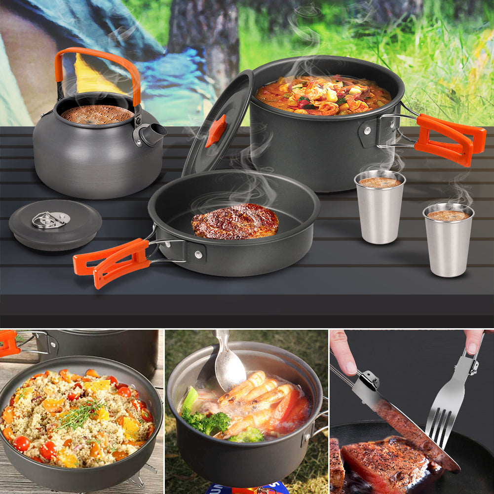 2-3 Person Camping Kochgeschirr Kochtopf Outdoor-Töpfe Bratpfanne
