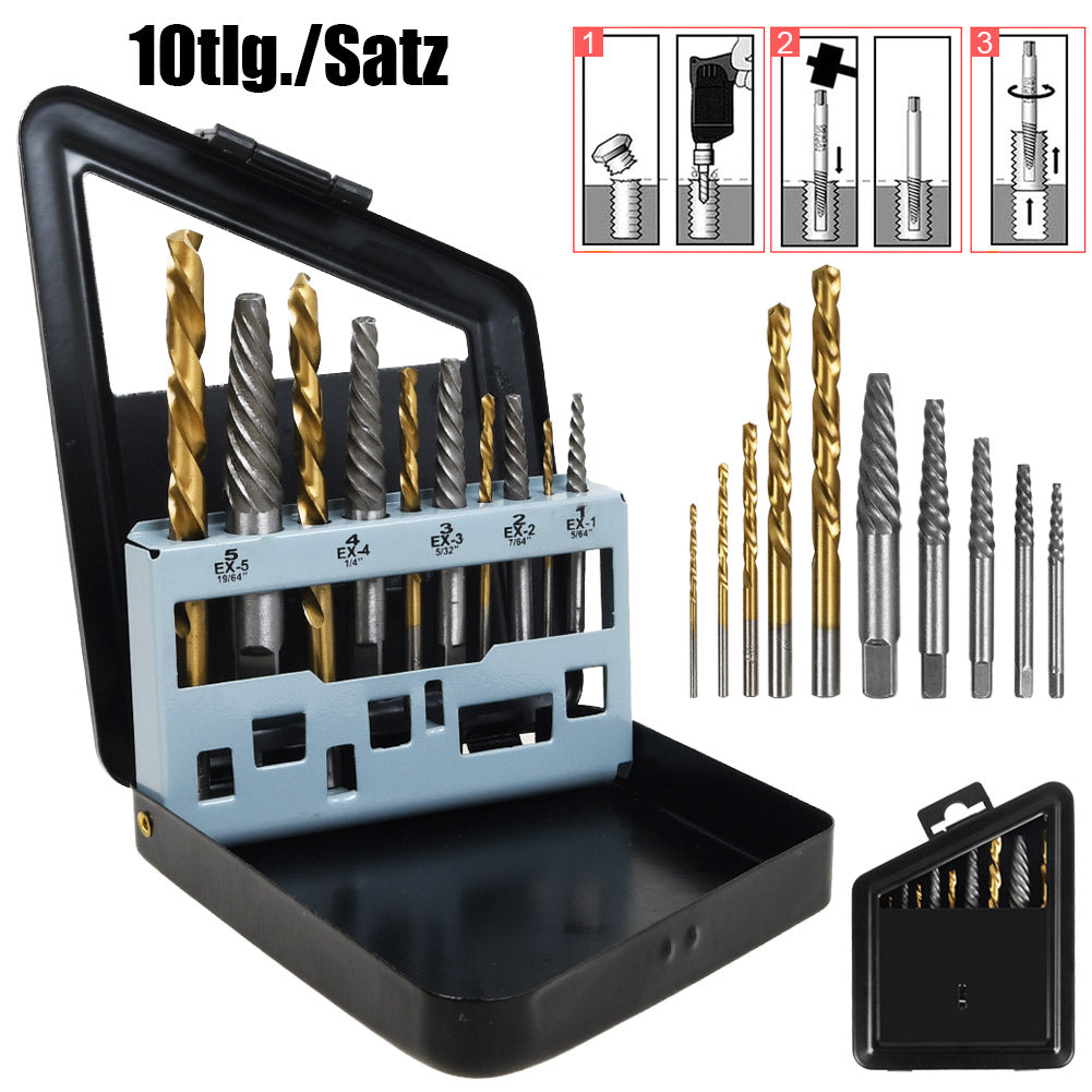 10x Bohrer Schraubenausdreher Schraubenentferner Linksausdreher Set
