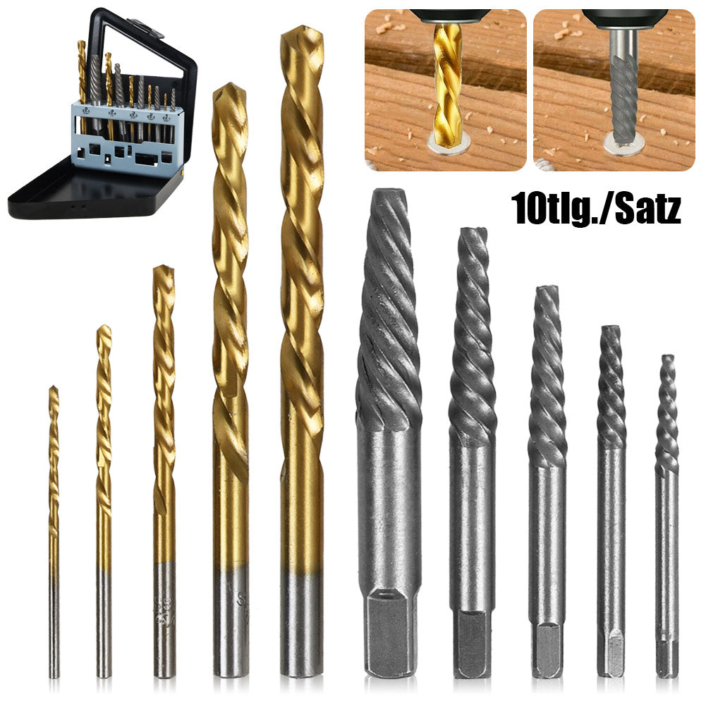 10x Bohrer Schraubenausdreher Schraubenentferner Linksausdreher Set