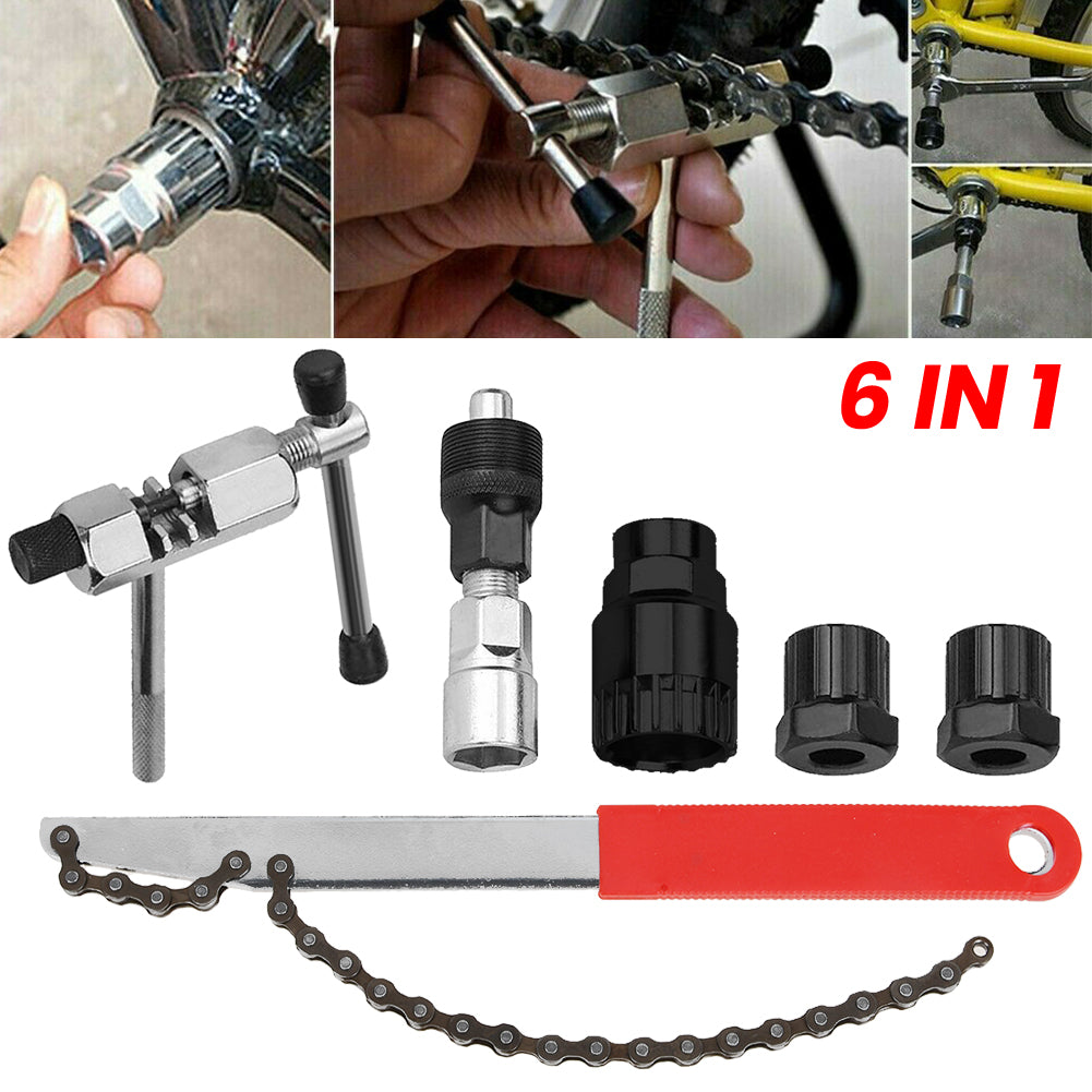 6 in1 Fahrrad Werkzeug Set Kettenpeitsche Werkzeug Zahnkranzabzieher