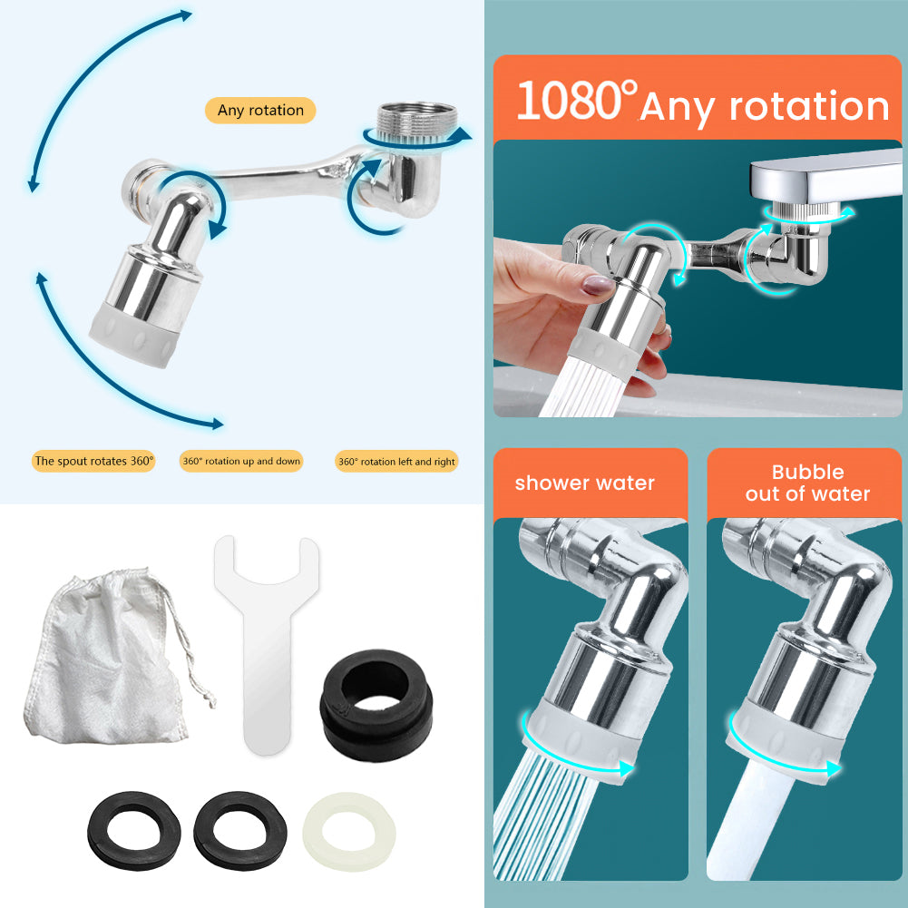 Universal Wasserhahn Spritzfilter 1080° drehbarer Sprühkopf Verlängerung