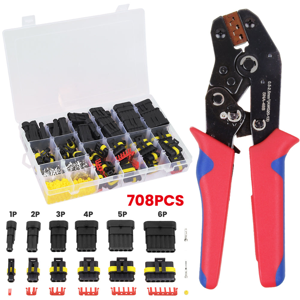 708x Auto KFZ Stecker Kit Steckverbindung 1-6 Pin Wasserdicht Kabel