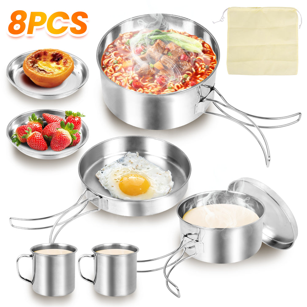 Camping Kochgeschirr Set 2-3 Person Edelstahl Kochset