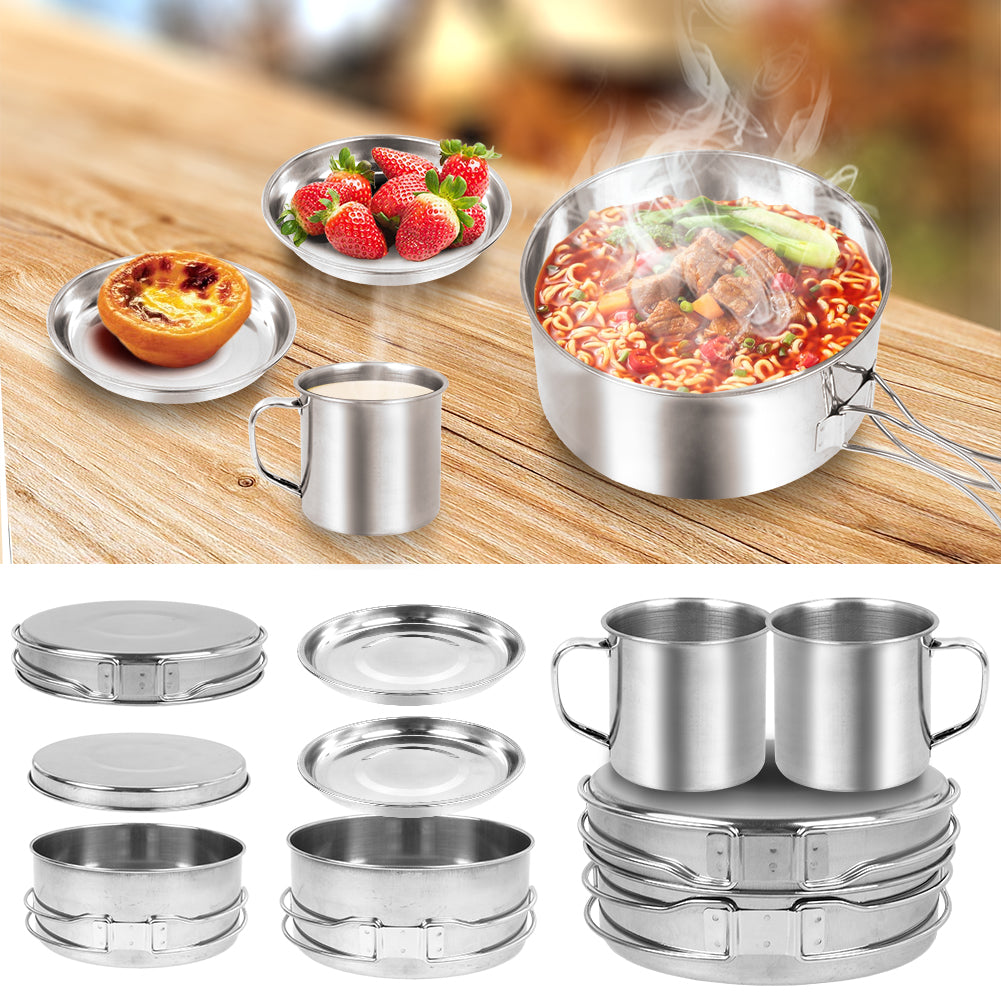 Camping Kochgeschirr Set 2-3 Person Edelstahl Kochset