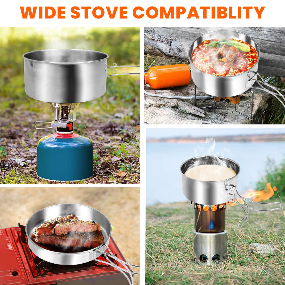 Camping Kochgeschirr Set 2-3 Person Edelstahl Kochset