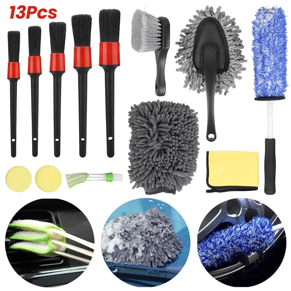 Auto Reinigungsset 13PCS Pinsel Set mit Felgenbürste Detailing Bürsten