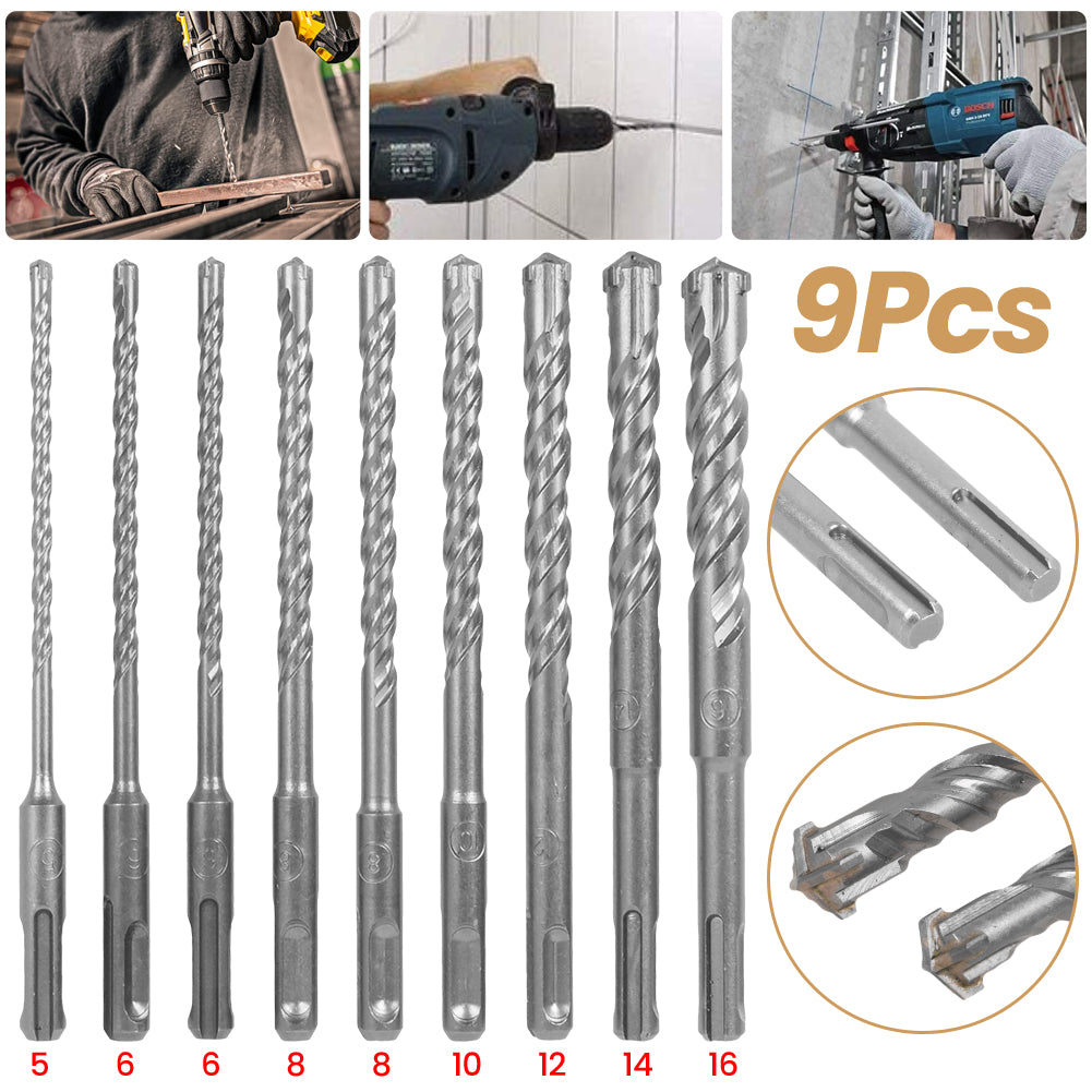 9x SDS-plus Betonbohrer Set Bohrer Steinbohrer Hammerbohrer 5-16MM