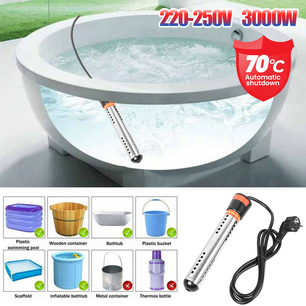 3000W Schwarz Poolheizung Tauchsieder Elektrischer Warmwasserbereiter
