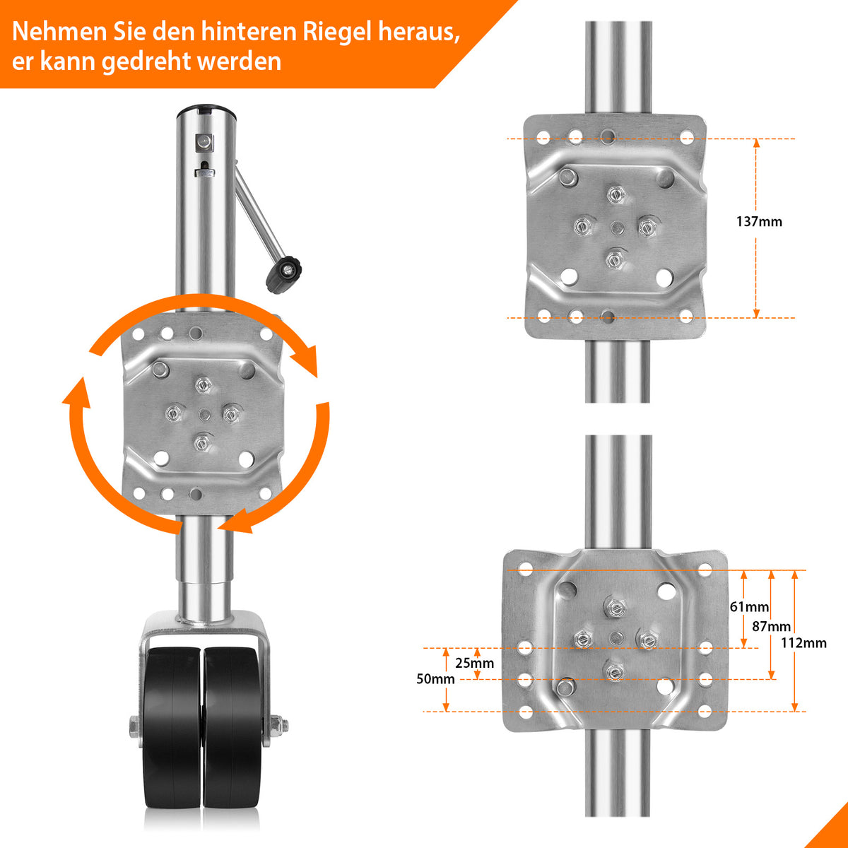 Stützrad 680KG für Anhänger Ø 57mm | Stützrad für Anhänger