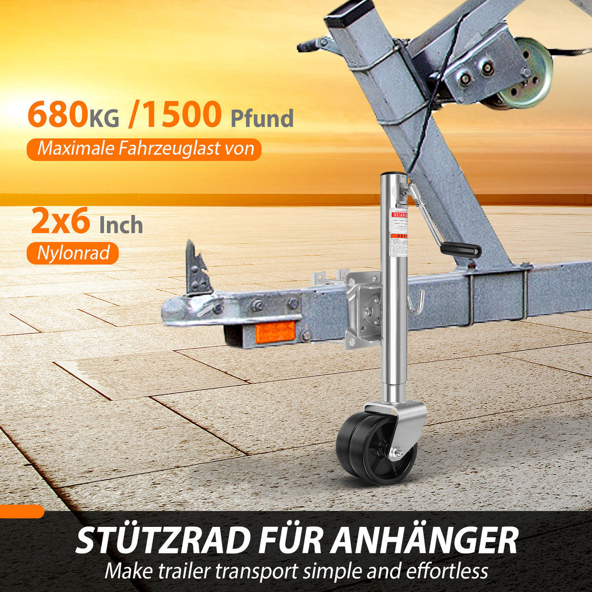 Stützrad 680KG für Anhänger Ø 57mm | Stützrad für Anhänger