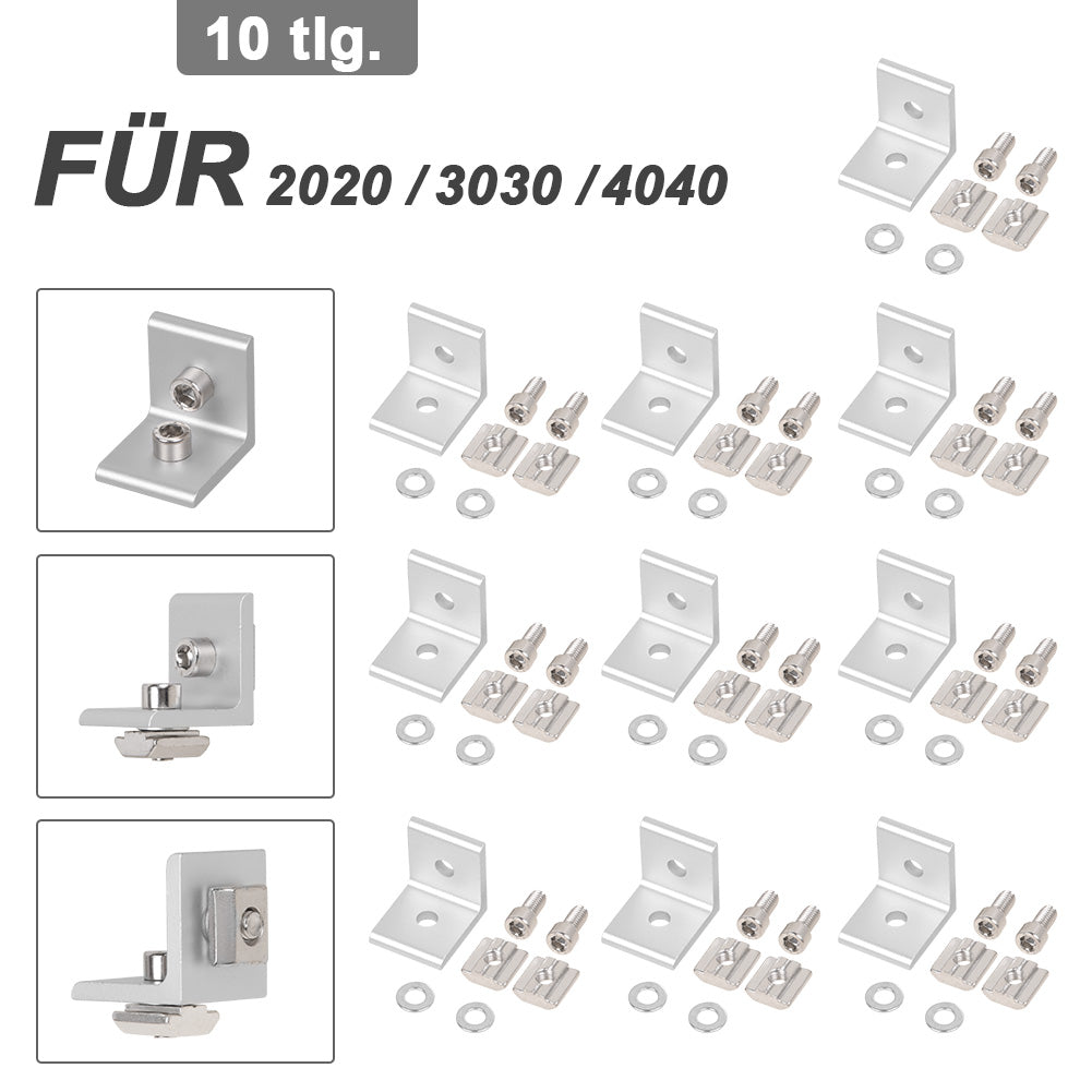 10x Befestigung Befestigungsmaterial für 20x20 30x30 40x40 Nut6 Nut8