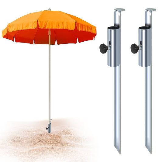 2x Sonnenschirmhalter 50cm Erdspieß Sonnenschirm Ständer Bodenhülse