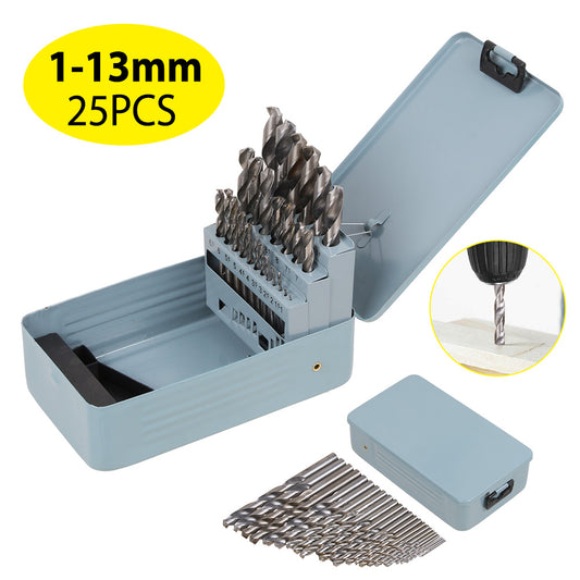 25tlg 1-13mm HSS Spiralbohrer Satz Metallbohrer Kobalt Edelstahl
