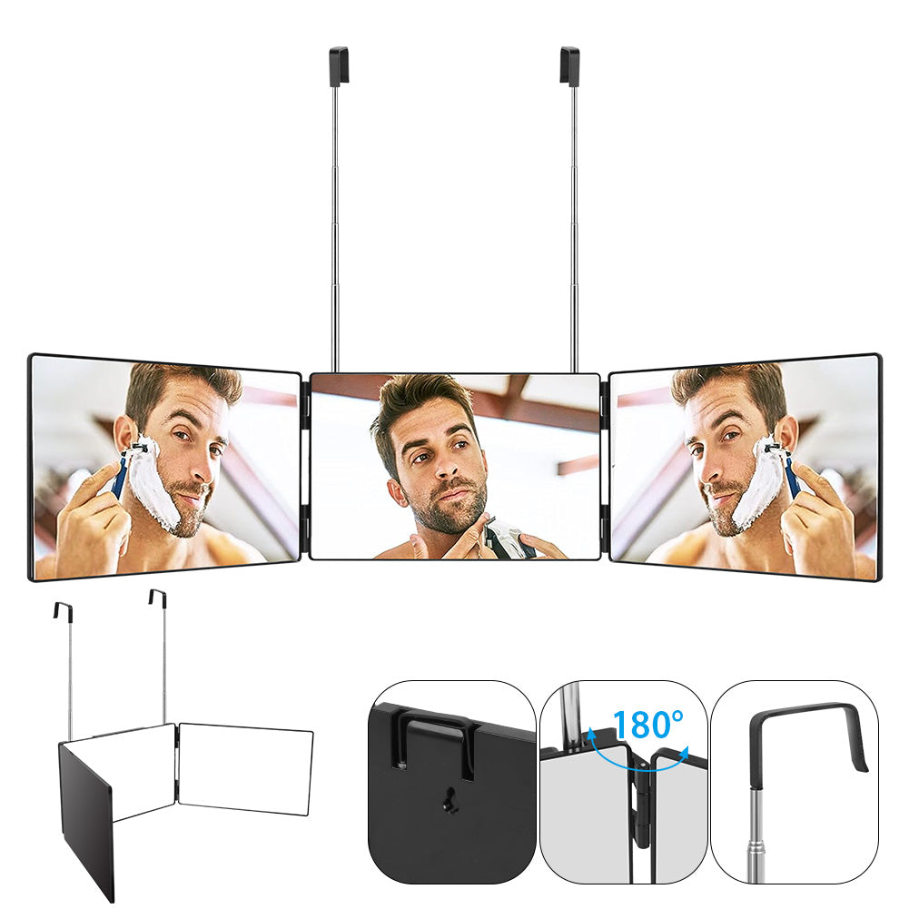 360° Spiegel Barber mit verstellbaren Höhenhaltern 3 Way Trifold