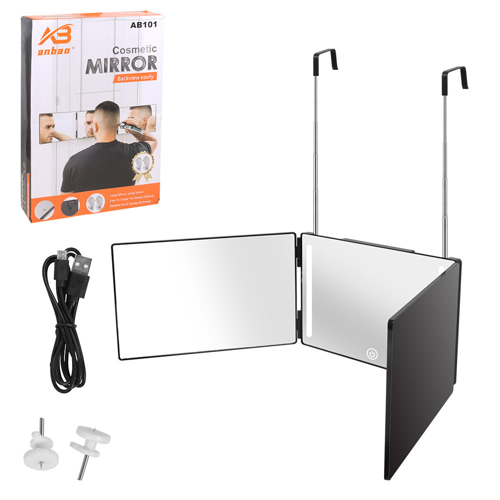 360° Spiegel Barber mit verstellbaren Höhenhaltern 3 Way Trifold