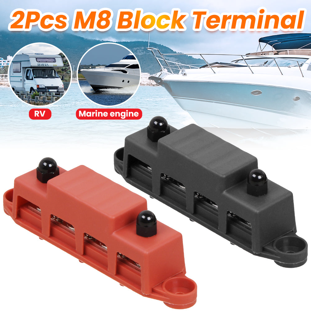 2x Sammelschiene Positiv Negativ Batterie Stromverteilerblock mit 4 x M8
