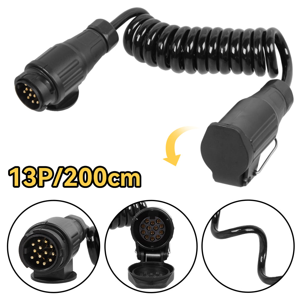 Spiralkabel Anhänger Verlängerungskabel 13 polig Stecker
