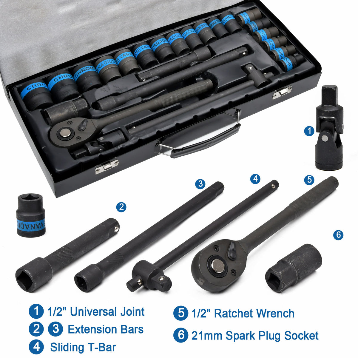 POWER SOCKET SET 1/2 RATCHET BOX NUT SET 8-32mm NUTS