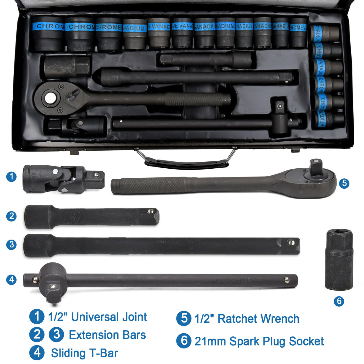 POWER SOCKET SET 1/2 RATCHET BOX NUT SET 8-32mm NUTS