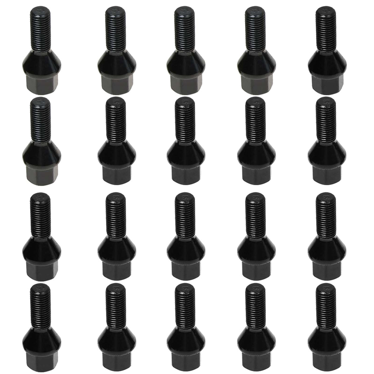 20 Radschrauben M12x1,5 28mm Kegel Schwarz SW17
