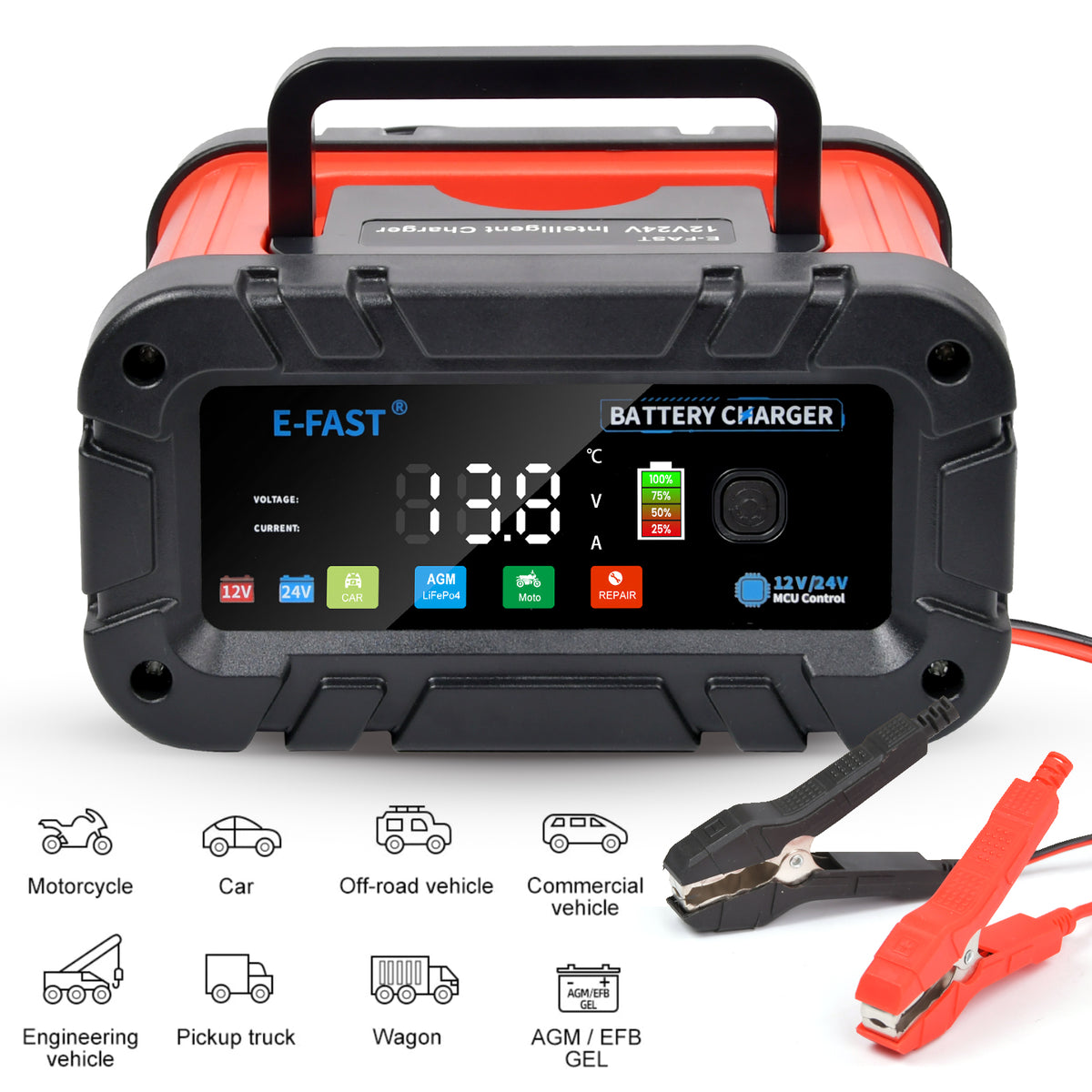 Autobatterie Ladegerät 24V 20A KFZ Auto AGM Ladegerät Batterie Starthilfe