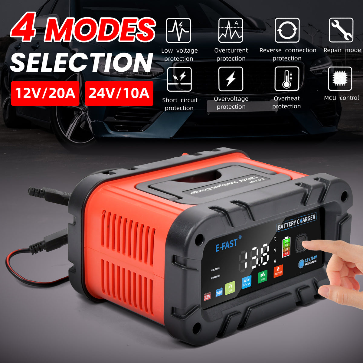 Autobatterie Ladegerät 24V 20A KFZ Auto AGM Ladegerät Batterie Starthilfe
