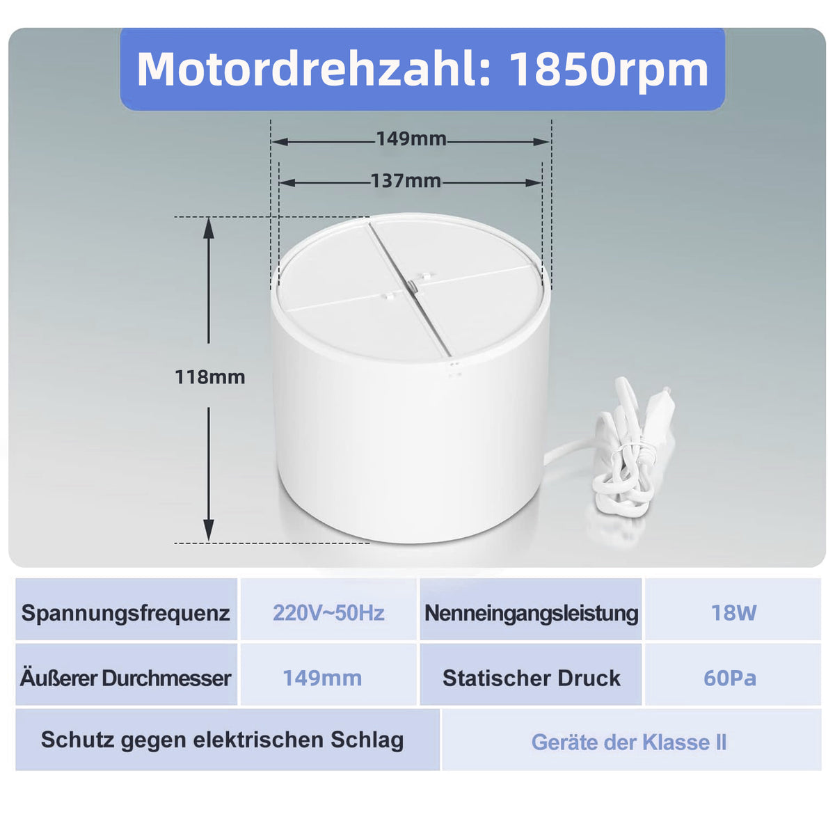 Rohrventilator Abluft mit mit Rückstauklappe Bad-Lüfter 100/150mm