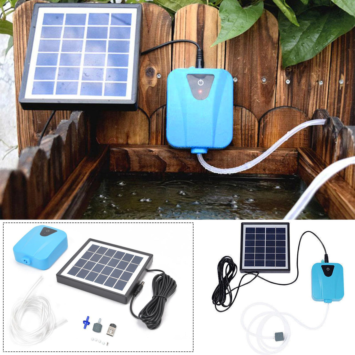 Solar Teich Sauerstoff Pumpe Luftpumpe Aquarium Wasser Oxygenator