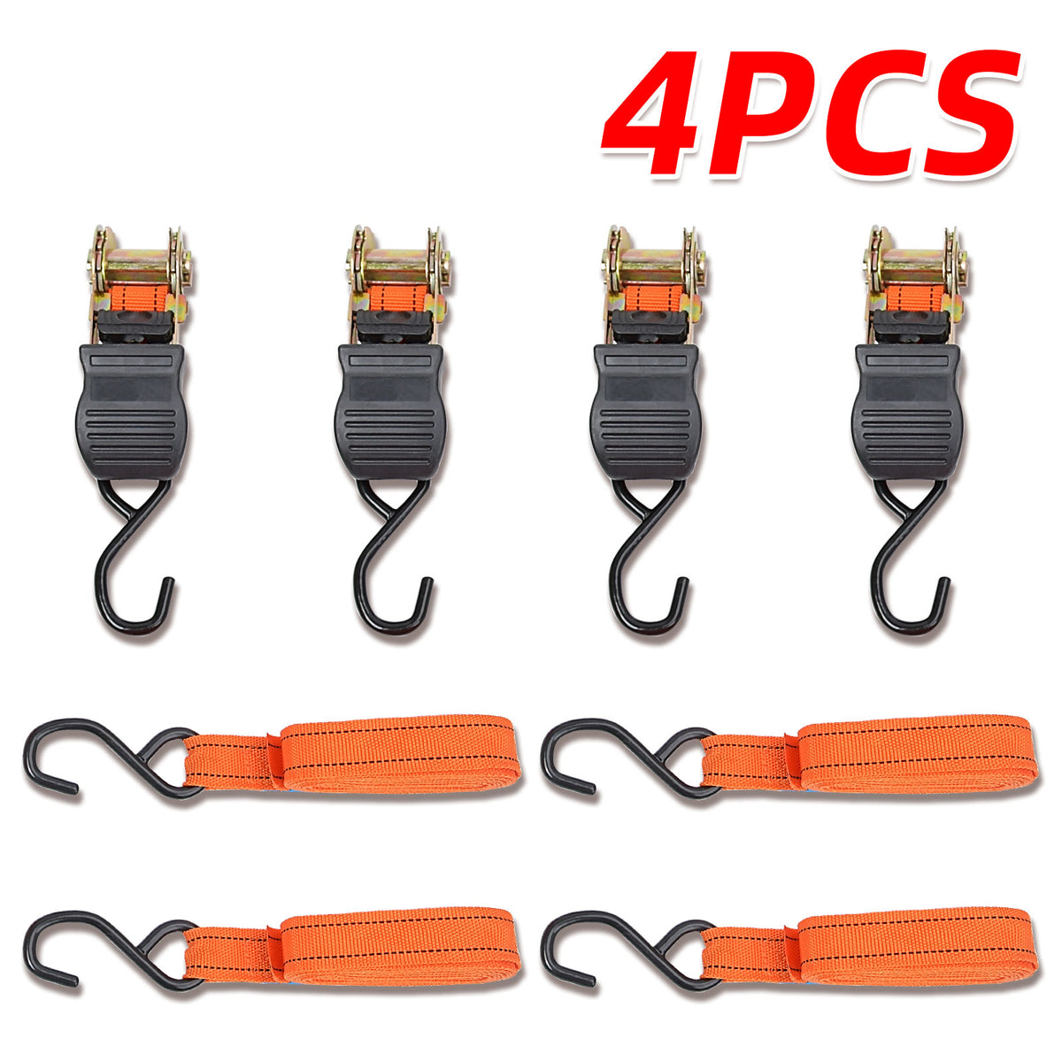 4 x Heavy Duty Ratchet Tie Down Straps