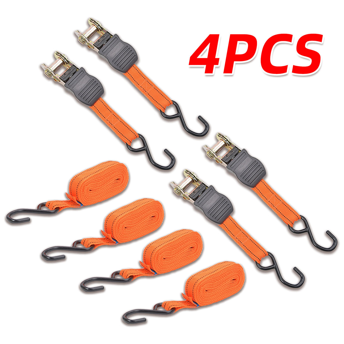 4 x Heavy Duty Ratchet Tie Down Straps