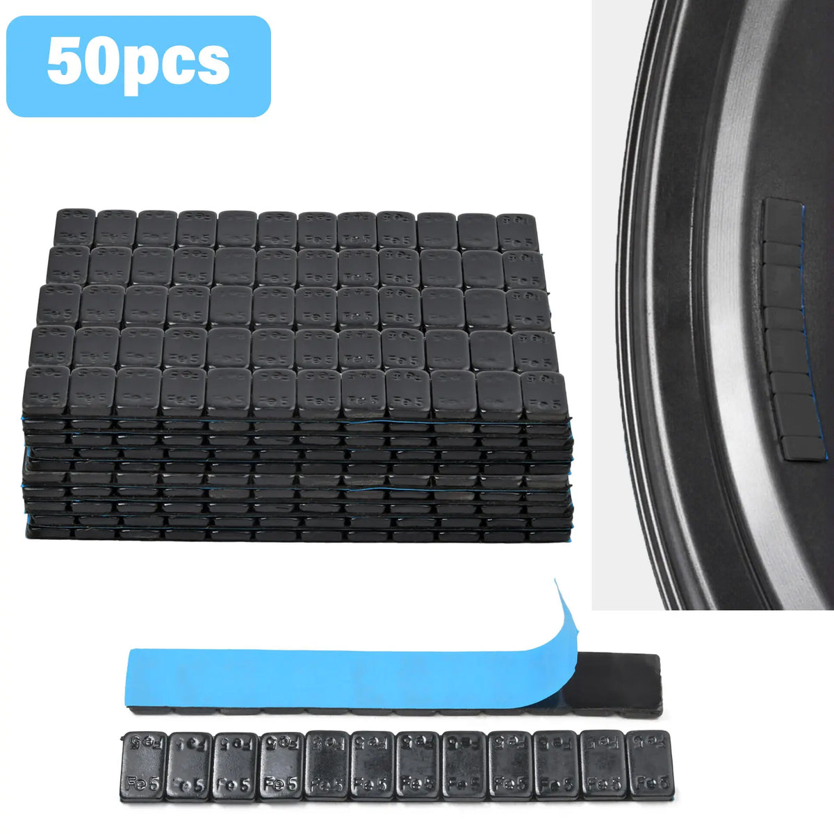 Klebegewichte Auswuchtgewichte 50 Riegel 12x5g Schwarz Stahlgewichte