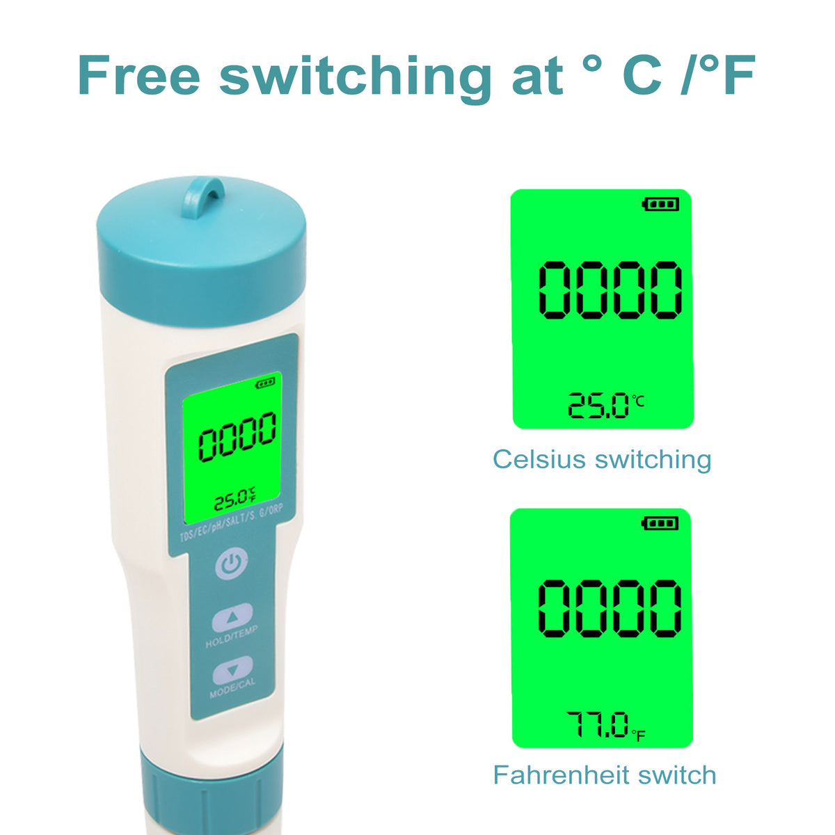 7 in 1 Messgerät PH/ORP/EC/TEMP/SALT/S.G/TDS Wasseertester Prüfer