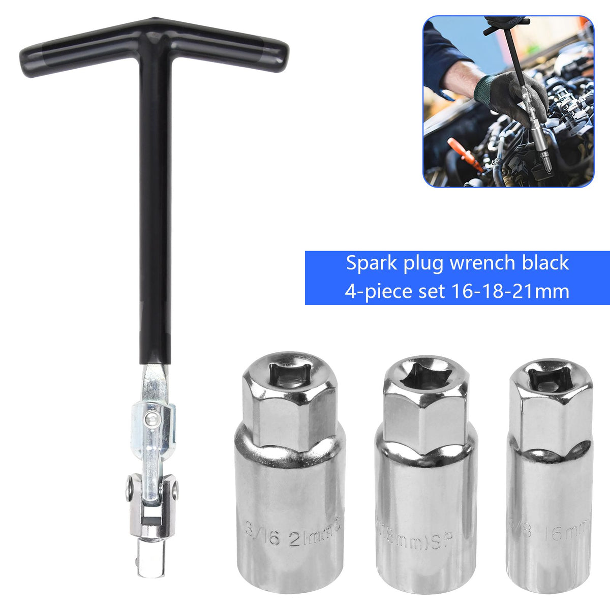 Zündkerzenschlüssel Satz 16 18 21 mm PKW Motorrad Zündkerze Nuss